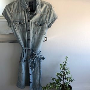denim button down dress
